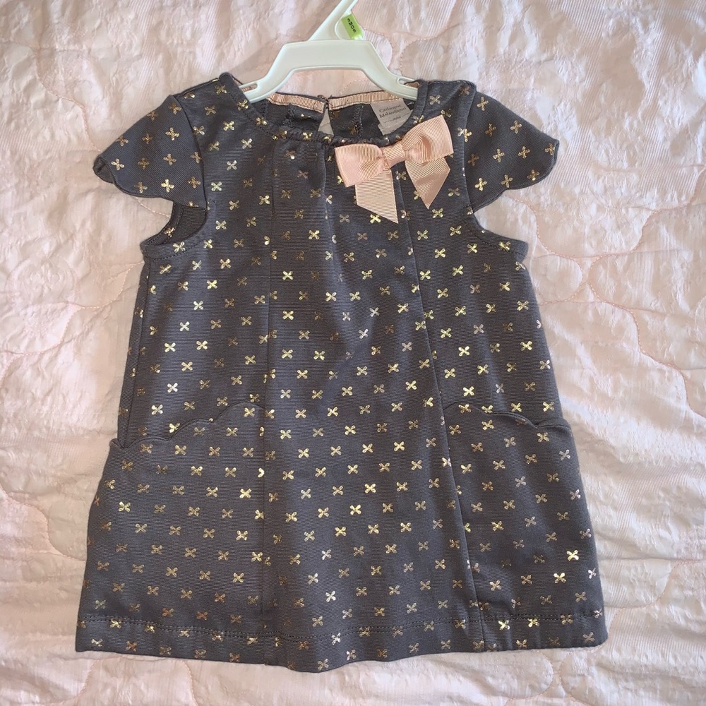 Catherine Malandrino- Gray gold pink bow tunic